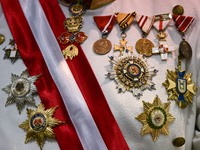 KRAKOW, POLAND - NOVEMBER 27:   
A participant wearing old medals and distinctions from the Austro-Hungarian Empire is pictured during the 1...