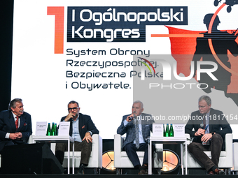 KRAKOW, POLAND - NOVEMBER 27:   
(L-R) Retired Major General Leon Komornicki, Polish jurist Jacek Bartosiak, retired General Mieczyslaw Bien...