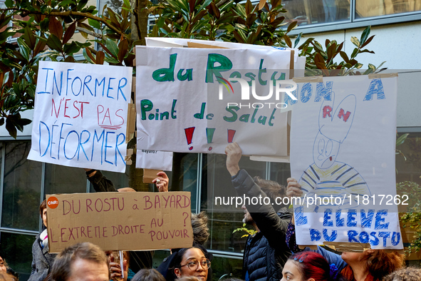 Employees of the Bayard Press and Publishing Group went on strike in Paris on November 28, 2024, to protest the appointment of Alban du Rost...