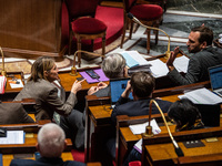 The tense exchange occurs between Labour Minister Astrid Panosyan-Bouvet and La France Insoumise MP, rapporteur for the proposal to repeal t...