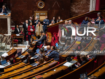 Ecologist and Social MP Alexis Corbier is in Parliament during the debate on the repeal of the pension reform in Paris, France, on November...