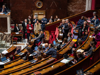 Ecologist and Social MP Alexis Corbier is in Parliament during the debate on the repeal of the pension reform in Paris, France, on November...