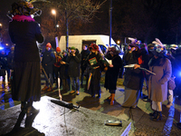 Women dressed as suffragettes take part in a rally in support of free and safe abortion in Warsaw, Poland, on November 28, 2024. A dozen wom...