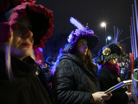 Women dressed as suffragettes take part in a rally in support of free and safe abortion in Warsaw, Poland, on November 28, 2024. A dozen wom...