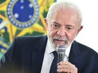 The President of Brazil, Luiz Inacio Lula da Silva, participates in the signing ceremony of an addendum for the Transnordestina railway work...