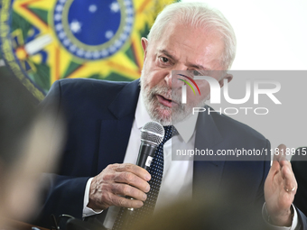 The President of Brazil, Luiz Inacio Lula da Silva, participates in the signing ceremony of an addendum for the Transnordestina railway work...