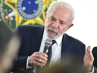 The President of Brazil, Luiz Inacio Lula da Silva, participates in the signing ceremony of an addendum for the Transnordestina railway work...