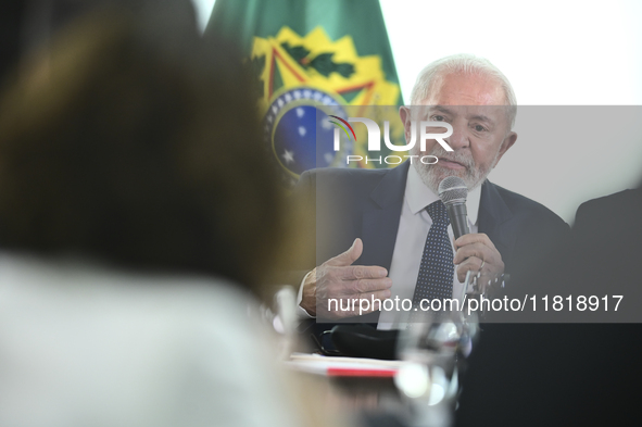 The President of Brazil, Luiz Inacio Lula da Silva, participates in the signing ceremony of an addendum for the Transnordestina railway work...