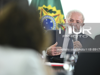 The President of Brazil, Luiz Inacio Lula da Silva, participates in the signing ceremony of an addendum for the Transnordestina railway work...