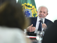 The President of Brazil, Luiz Inacio Lula da Silva, participates in the signing ceremony of an addendum for the Transnordestina railway work...