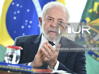 The President of Brazil, Luiz Inacio Lula da Silva, participates in the signing ceremony of an addendum for the Transnordestina railway work...