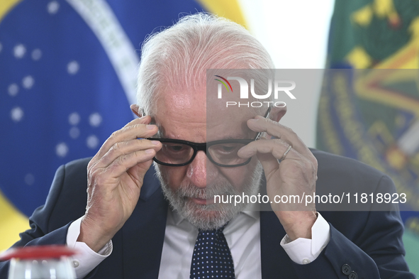 The President of Brazil, Luiz Inacio Lula da Silva, participates in the signing ceremony of an addendum for the Transnordestina railway work...