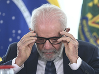 The President of Brazil, Luiz Inacio Lula da Silva, participates in the signing ceremony of an addendum for the Transnordestina railway work...