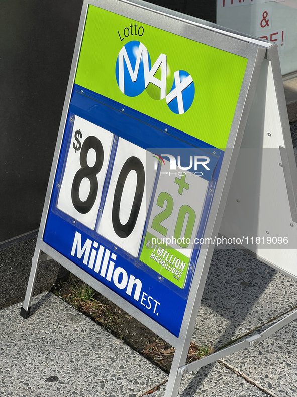 The $80 million Lotto Max jackpot in Toronto, Ontario, Canada, on November 27, 2024, has no winner, and $100 million is now available after...