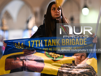 KRAKOW, POLAND - NOVEMBER 28:
On the evening of the 1009th day of Russia's invasion of Ukraine, a few members of the Ukrainian diaspora held...