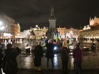 KRAKOW, POLAND - NOVEMBER 28:
On the evening of the 1009th day of Russia's invasion of Ukraine, a few members of the Ukrainian diaspora held...