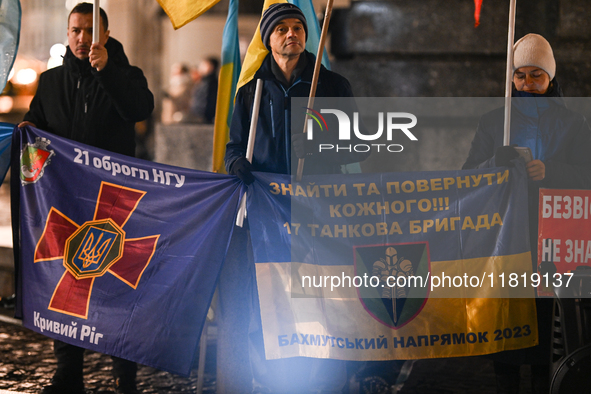 KRAKOW, POLAND - NOVEMBER 28:
On the evening of the 1009th day of Russia's invasion of Ukraine, a few members of the Ukrainian diaspora held...