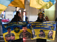 KRAKOW, POLAND - NOVEMBER 28:
On the evening of the 1009th day of Russia's invasion of Ukraine, a few members of the Ukrainian diaspora held...