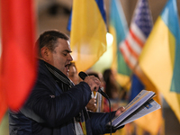 KRAKOW, POLAND - NOVEMBER 28:
Frenchman Henri Deluy joins members of the Ukrainian diaspora on the evening of the 1009th day of Russia's inv...