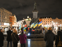 KRAKOW, POLAND - NOVEMBER 28:
On the evening of the 1009th day of Russia's invasion of Ukraine, a few members of the Ukrainian diaspora held...