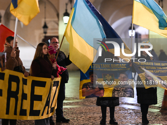 KRAKOW, POLAND - NOVEMBER 28:
On the evening of the 1009th day of Russia's invasion of Ukraine, a few members of the Ukrainian diaspora held...