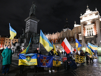 KRAKOW, POLAND - NOVEMBER 28:
On the evening of the 1009th day of Russia's invasion of Ukraine, a few members of the Ukrainian diaspora held...