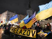 KRAKOW, POLAND - NOVEMBER 28:
On the evening of the 1009th day of Russia's invasion of Ukraine, a few members of the Ukrainian diaspora held...