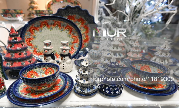 KRAKOW, POLAND - NOVEMBER 28:   
One of the many shops in Krakow's Old Town offering popular Boleslawiec pottery, on November 28, 2024 in Kr...