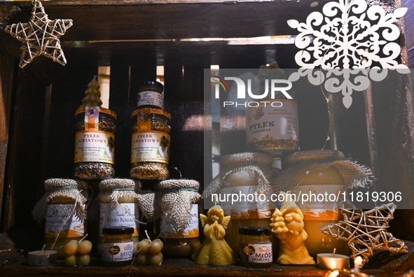 KRAKOW, POLAND - NOVEMBER 28:   
Christmas season decorations displayed in a shop window, ready for the holiday season, on November 28, 2024...