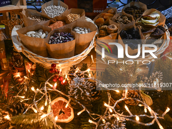 KRAKOW, POLAND - NOVEMBER 28:   
Christmas season decorations displayed in a shop window, ready for the holiday season, on November 28, 2024...