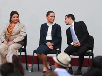 (L-R) Mexico City Head of Government Clara Brugada, President of Mexico Claudia Sheinbaum, and Director of the National Commission of Physic...