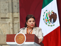 Mexico City Head of Government Clara Brugada speaks during the National Sports Award 2024 at the National Palace in Mexico City, Mexico, on...