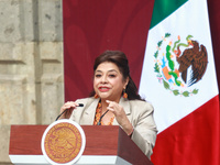 Mexico City Head of Government Clara Brugada speaks during the National Sports Award 2024 at the National Palace in Mexico City, Mexico, on...