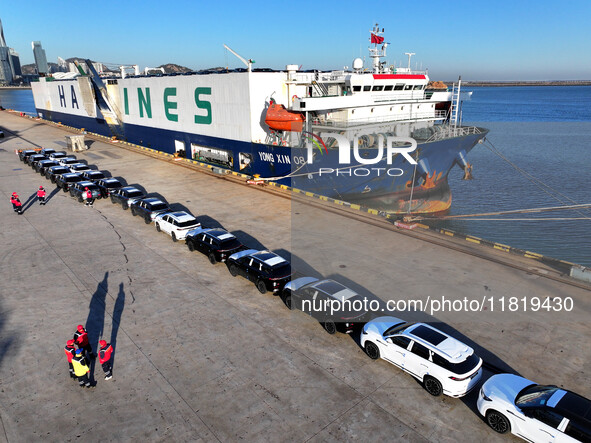 A large number of vehicles are ready to be shipped for export at the port of Lianyungang in Jiangsu province, China, on November 29, 2024. 