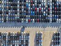 A large number of vehicles are ready to be shipped for export at the port of Lianyungang in Jiangsu province, China, on November 29, 2024. (