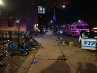 An FDNY fire truck is involved in a crash, leaving a trail of destruction through East Harlem, Manhattan, New York, United States, on Novemb...