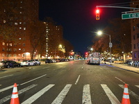 An FDNY fire truck is involved in a crash, leaving a trail of destruction through East Harlem, Manhattan, New York, United States, on Novemb...