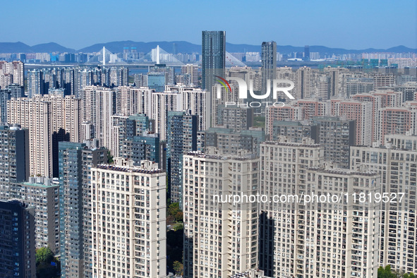 Densely packed residential buildings are seen in Nanjing, China, on November 29, 2024. 