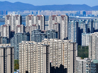 Densely packed residential buildings are seen in Nanjing, China, on November 29, 2024. (