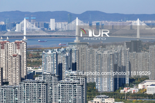 Densely packed residential buildings are seen in Nanjing, China, on November 29, 2024. 