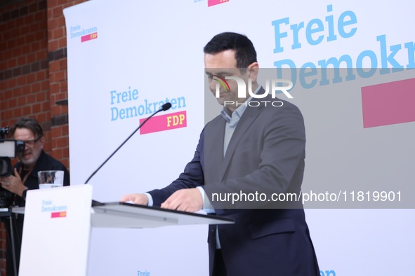 The statement addresses the resignation of FDP Secretary General Bijan Djir-Sarai MdB in Berlin, Germany, on November 29, 2024. 