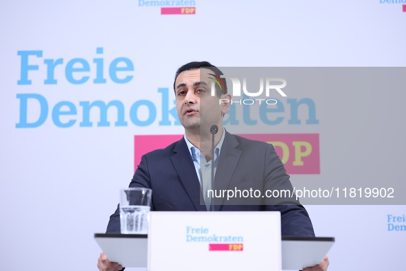 The statement addresses the resignation of FDP Secretary General Bijan Djir-Sarai MdB in Berlin, Germany, on November 29, 2024. 