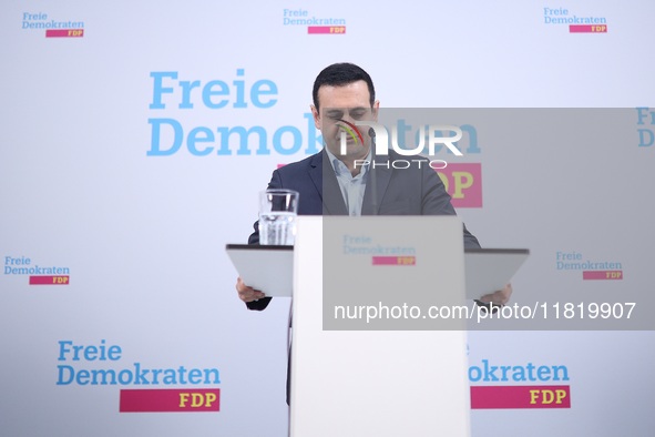 The statement addresses the resignation of FDP Secretary General Bijan Djir-Sarai MdB in Berlin, Germany, on November 29, 2024. 