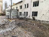 A family polyclinic in the Dniprovskyi district is damaged by an overnight Russian drone attack in Kyiv, Ukraine, on November 29, 2024. On F...