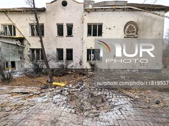 A family polyclinic in the Dniprovskyi district is damaged by an overnight Russian drone attack in Kyiv, Ukraine, on November 29, 2024. On F...