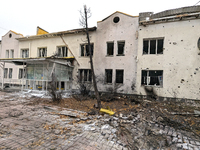 A family polyclinic in the Dniprovskyi district is damaged by an overnight Russian drone attack in Kyiv, Ukraine, on November 29, 2024. On F...