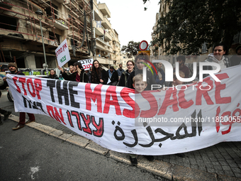 In Jerusalem, Israel, on November 29, 2024, Israeli police try to prevent demonstrators from marching as a group of Israeli demonstrators ca...