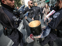 In Jerusalem, Israel, on November 29, 2024, Israeli police try to prevent demonstrators from marching as a group of Israeli demonstrators ca...