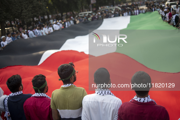 Students of Dhaka University organize a ''March for Palestine'' in Dhaka, Bangladesh, on November 29, 2024, to mark the International Day of...