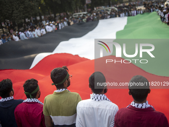 Students of Dhaka University organize a ''March for Palestine'' in Dhaka, Bangladesh, on November 29, 2024, to mark the International Day of...